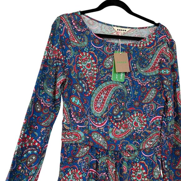 NWT Boden Amelie A-Line Knee Length Long Sleeve Stretch Paisley Dress Size 6 - Picture 4 of 13